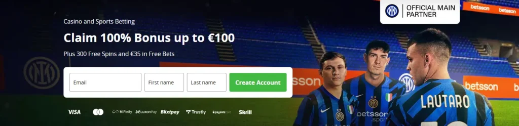 bonus d'inscription au Betsson