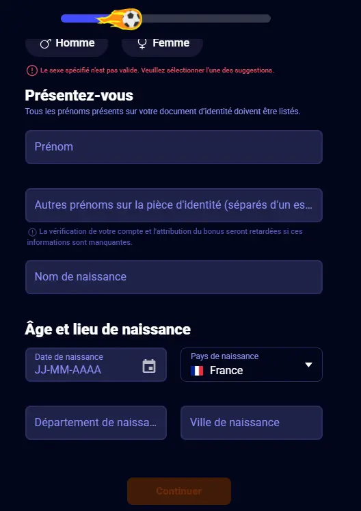 Processus d'inscription au Betsson casino